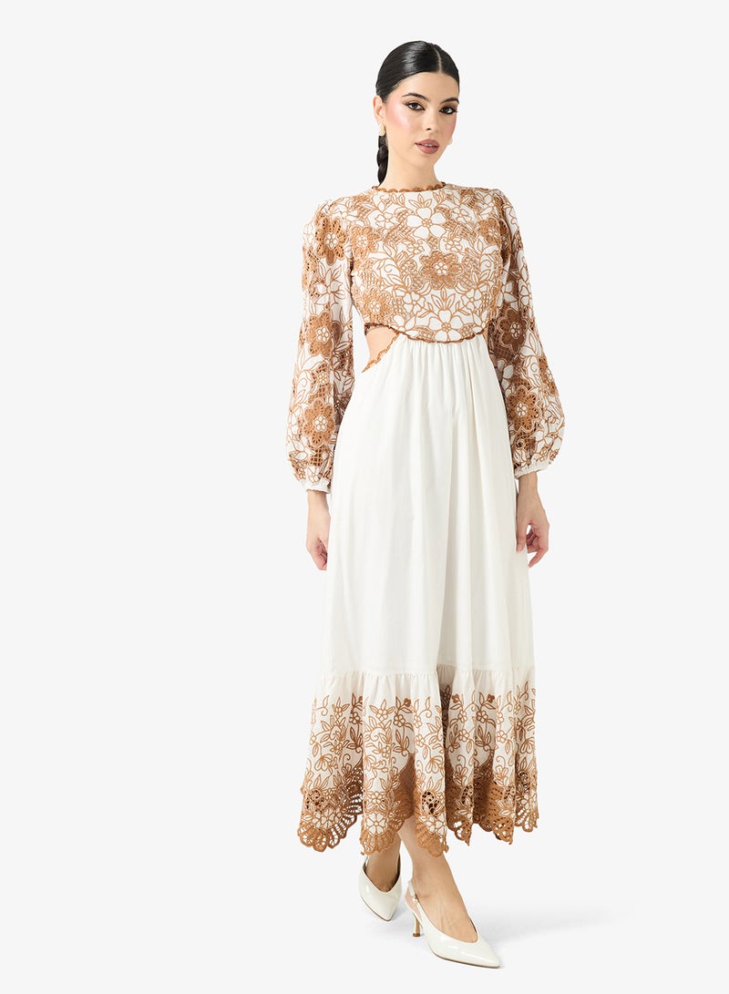 Threadz by Ajooni Floral Embroidered Dress - Image 1